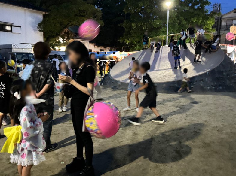 夏祭りの日の鷹合公園の様子