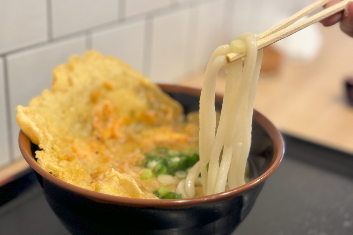 東住吉区　駒川商店街「あめや」の天ぷらうどんの麺