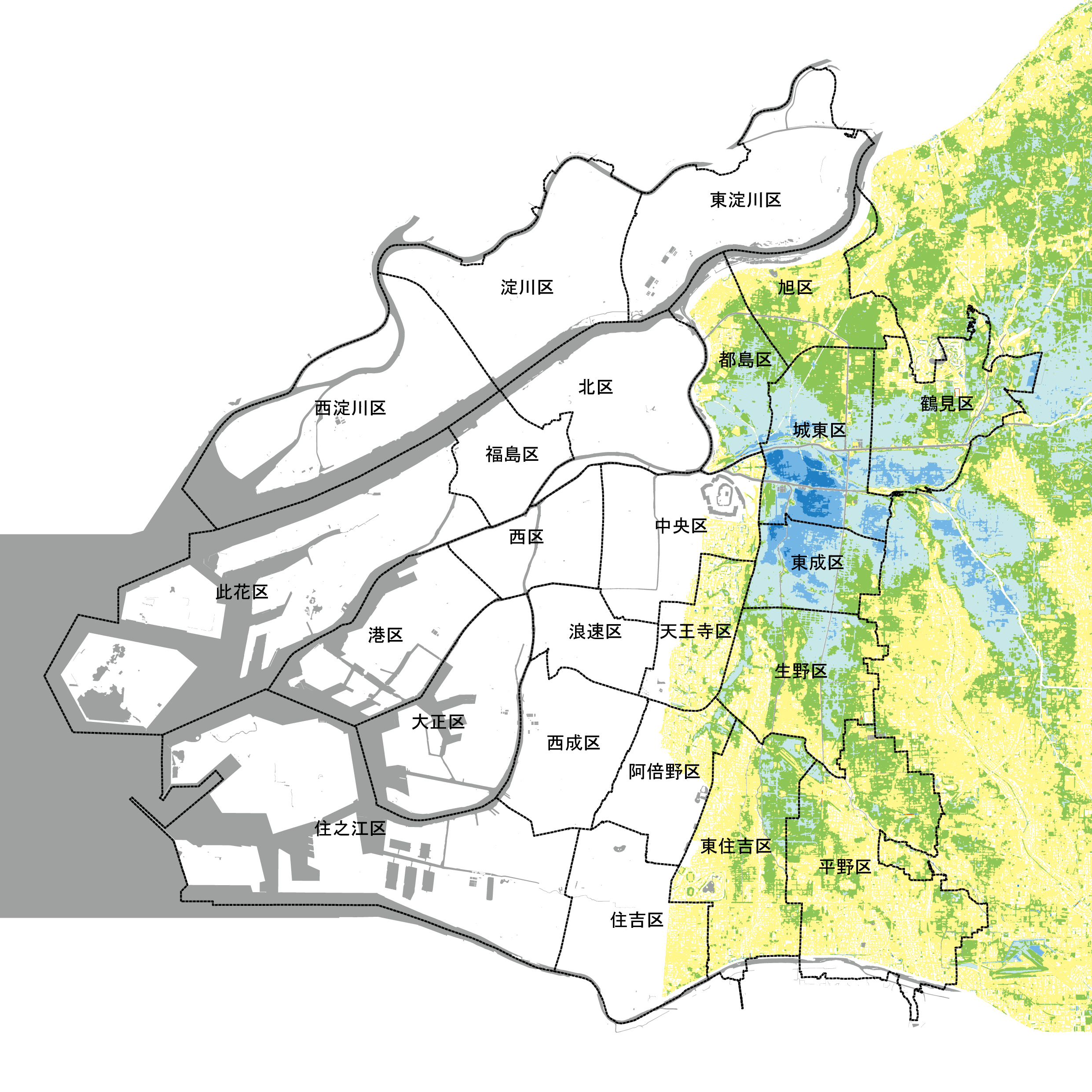 寝屋川・第二寝屋川・平野川・平野川分水路・古川が氾濫した場合