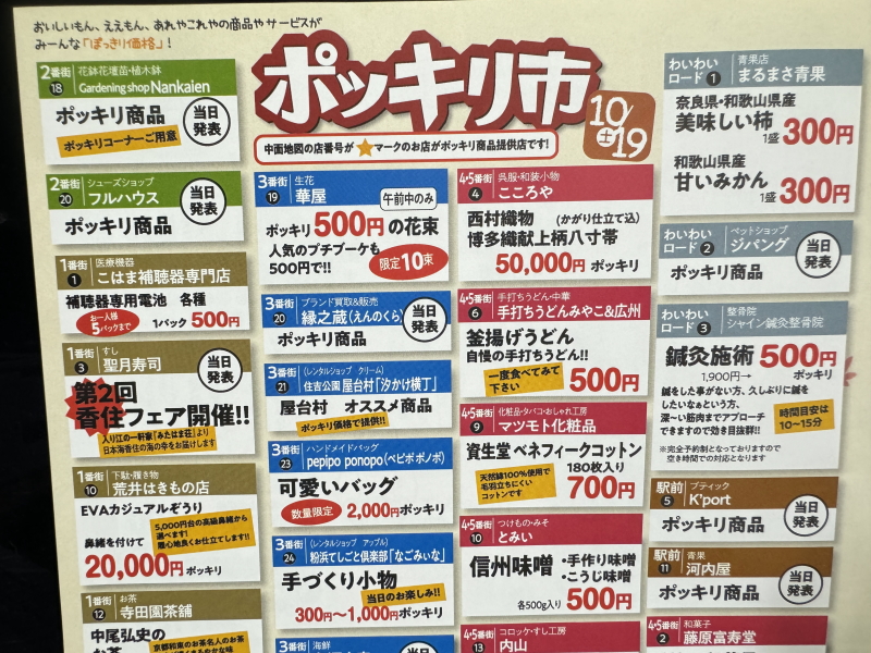 粉浜商店街の「ポッキリ市」販売商品