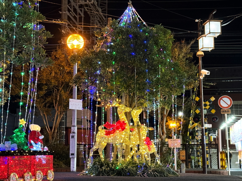 住吉区殿辻　南海高野線沢之町駅のクリスマスイルミネーション「サワナリエ