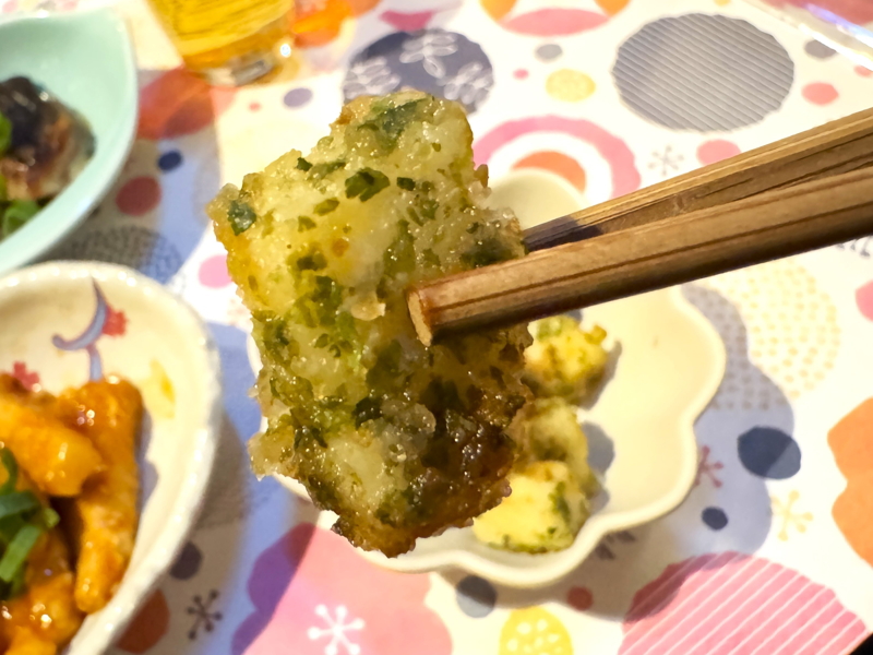 おばんばぁのつくね芋の磯部揚げ　