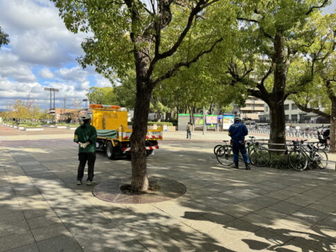 長居公園自転車撤去の現場