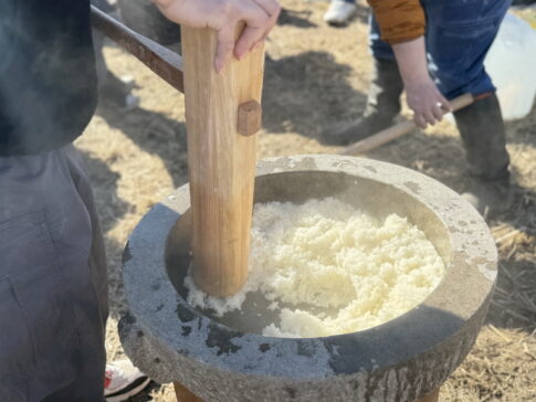 住吉区大領「体験農園あじわい」の餅つきイベント