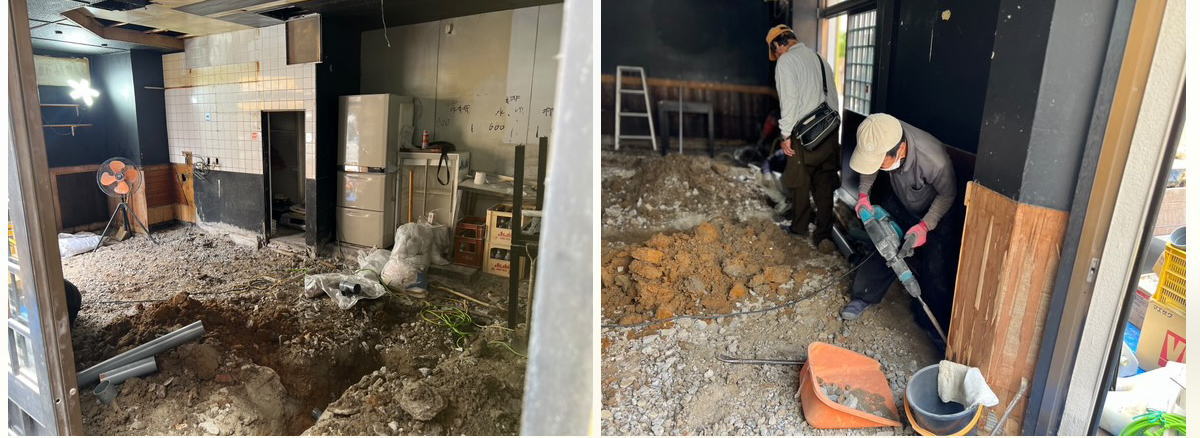 長居にオープンする5カフェの工事の様子