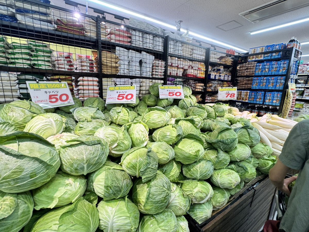 肉のハナマサPLUS我孫子店の特売キャベツ