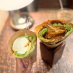 「クレープえんどう」の3号店「クレープ喫茶えんどう 南田辺店」のずんだ生クリームクレープとずんだバタークレープ