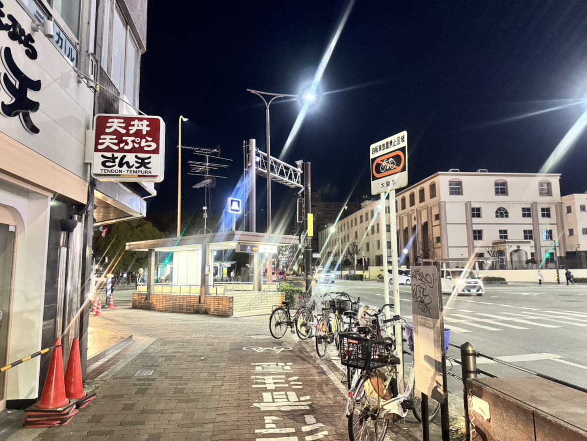 長居「天丼・天ぷら さん天」の外観の全貌が見えてきた