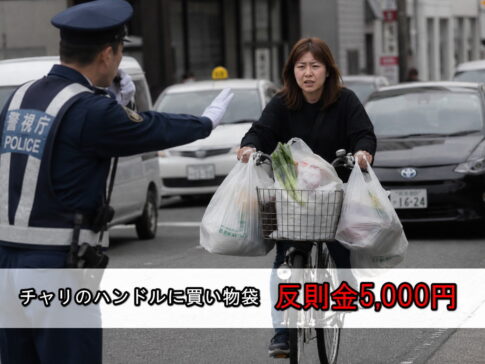 自転車のハンドルに買い物袋かけたらあかんの知ってた？反則金5,000円それ＋になる可能性も