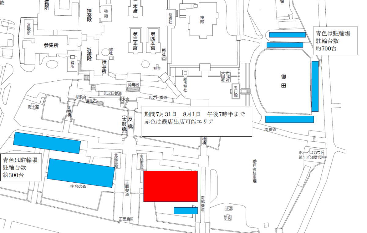 住吉祭2026の屋台が出る場所と駐輪場